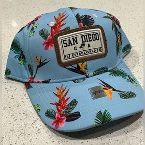Tropical Print San Diego California Baseball Cap Hat Adjustable
